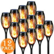 Toodour Solar Lights Outdoor with Flickering Flame, 12 Pack LED Solar Torch Lights, Waterproof Solar Garden Lights for Pathway Yard Patio Decor