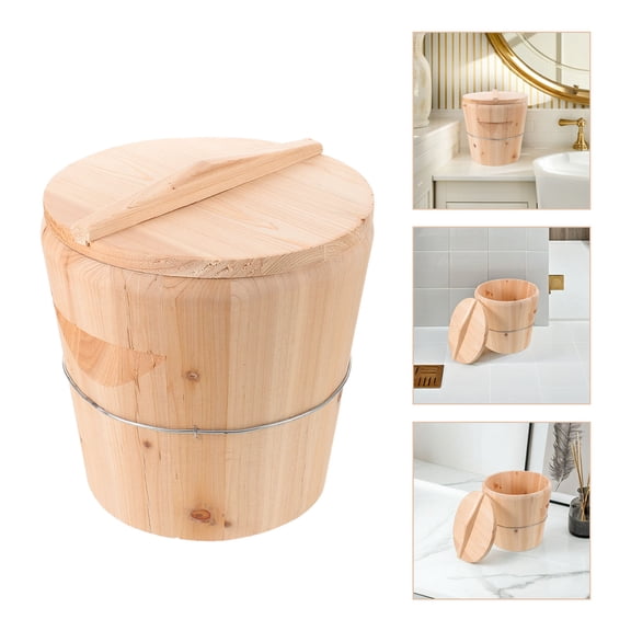 Luxshiny Low-Maintenance Beige Wood Towel Steaming Barrel for Daily Use
