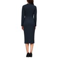 thumbnail image 3 of INSPIRE CHIC Women's Elegant Pencil Dress Lapel V Neck Long Sleeve 2025 Trendy Work Knee Length Dresses L Navy Blue, 3 of 5