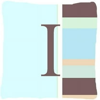 Letter I Initial Monogram - Blue Stripes Indoor & Outdoor Fabric Decorative Pillow