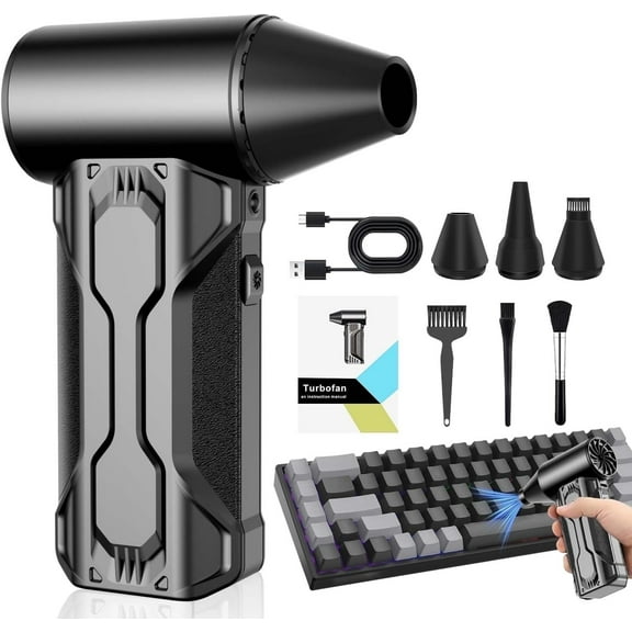 Electric Compressed Air Duster Rechargeable, 180,000RPM Cordless Computer Air Blower Duster for Pc & Electronics, 3-Gear Mini Air Blower Jet Turbo Fan for Car, Home, Office, Keyboard, Outdoor