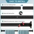 thumbnail image 4 of VEGCOO Tension Curtain Rod 51-148 In(4.25-12.33 ft), Rod Rust-free No Drilling Shower Curtain Rod, Outdoor Curtain Rods for Patio for Window Room Divider Closet Rod Adjustable Black, 4 of 8