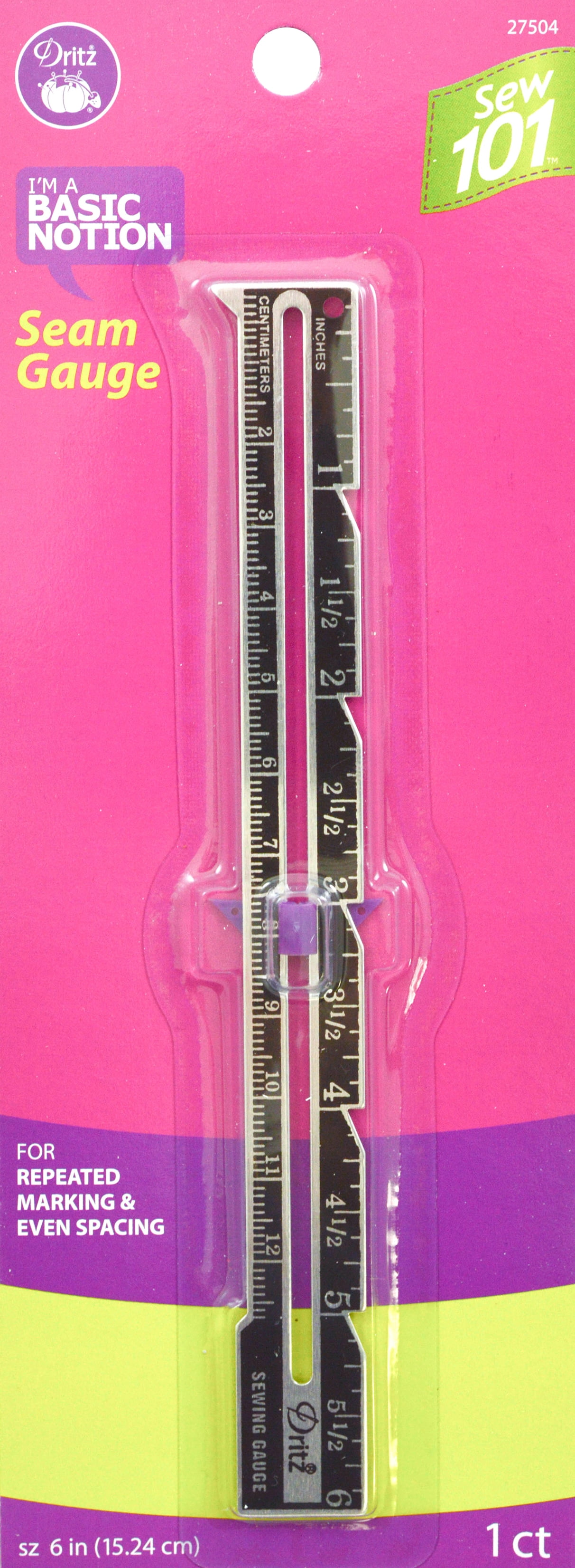 27504D Dritz Sew 101 Seam Gauge 6/"-