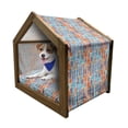 thumbnail image 1 of Abstract Pet House, Vertical Stripes in Colorful Design Grunge Brush Stroke Arrangement Hand Drawn, Outdoor & Indoor Portable Dog Kennel with Pillow and Cover, 5 Sizes, Multicolor, by Ambesonne, 1 of 5