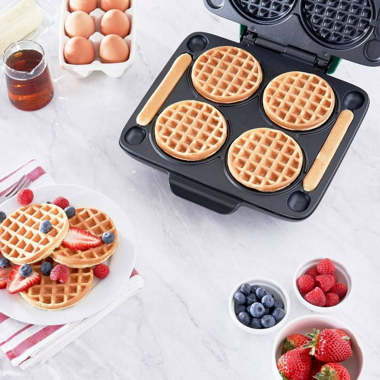 Dash Mini Waffle Maker (2 Pack) for Individual Waffles Hash Browns, Keto Chaffles with Easy to Clean, Non-Stick Surfaces, 4 inch, Red
