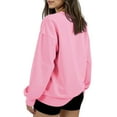 thumbnail image 6 of Women's Oversized Round Neck Fleece Hoodie Casual Comfort Pullover Tops for Women Fall Winter Clothing Soft Warm Loose Fit Sweatshirt for Daily Wear,Pink,XL, 6 of 6
