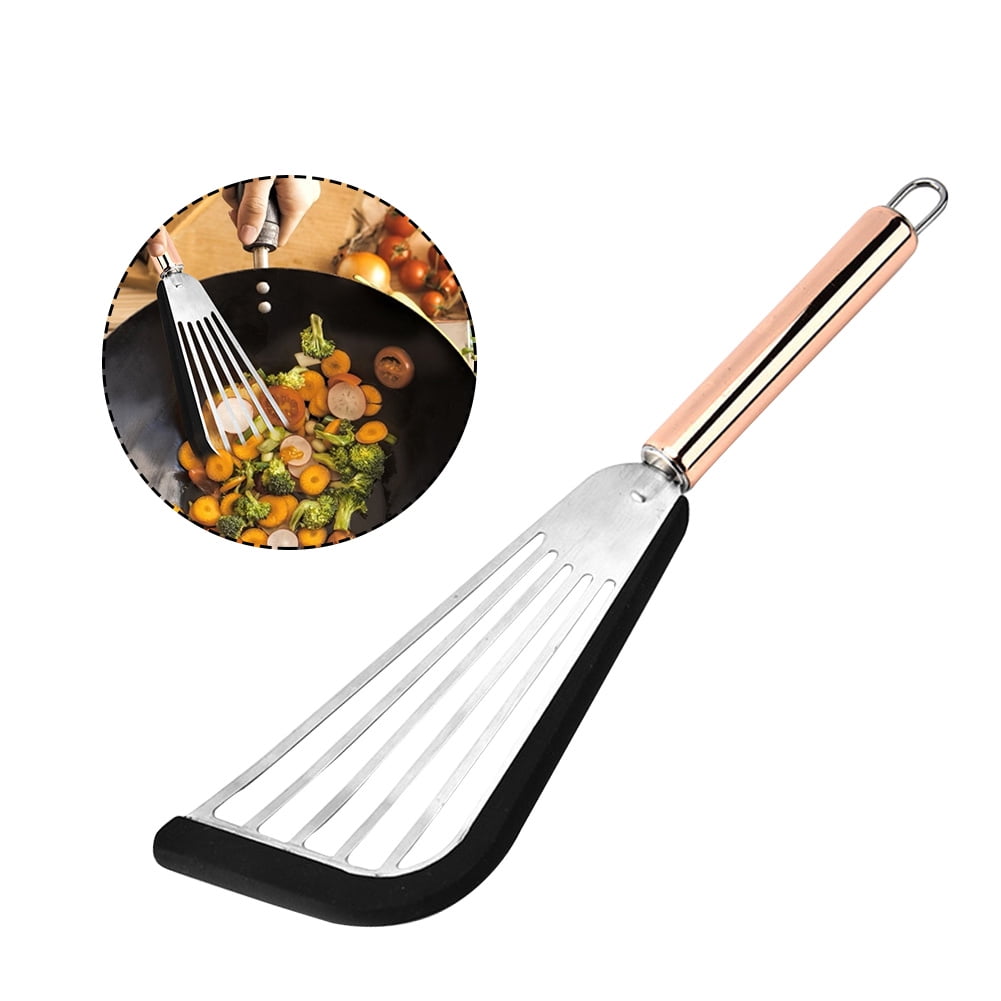Slotted Spatula Flexible Stainless Steel Spatula with Silicone Top Soft Edge Slotted Spatula