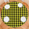 thumbnail image 2 of Yellow Black Checkerboard Checkered Pattern Round Fitted Tablecloth with Elastic Edge,Dining Table Cover Waterproof,Outdoor Round Tablecloth for Camping,Dining,Indoor and Outdoor, 2 of 7