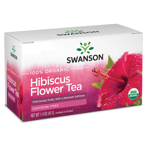 Swanson Organic Hibiscus Flower Tea Bags, 20 Ct