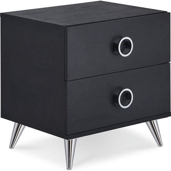 Bowery Hill 2 Drawer Nightstand in Black