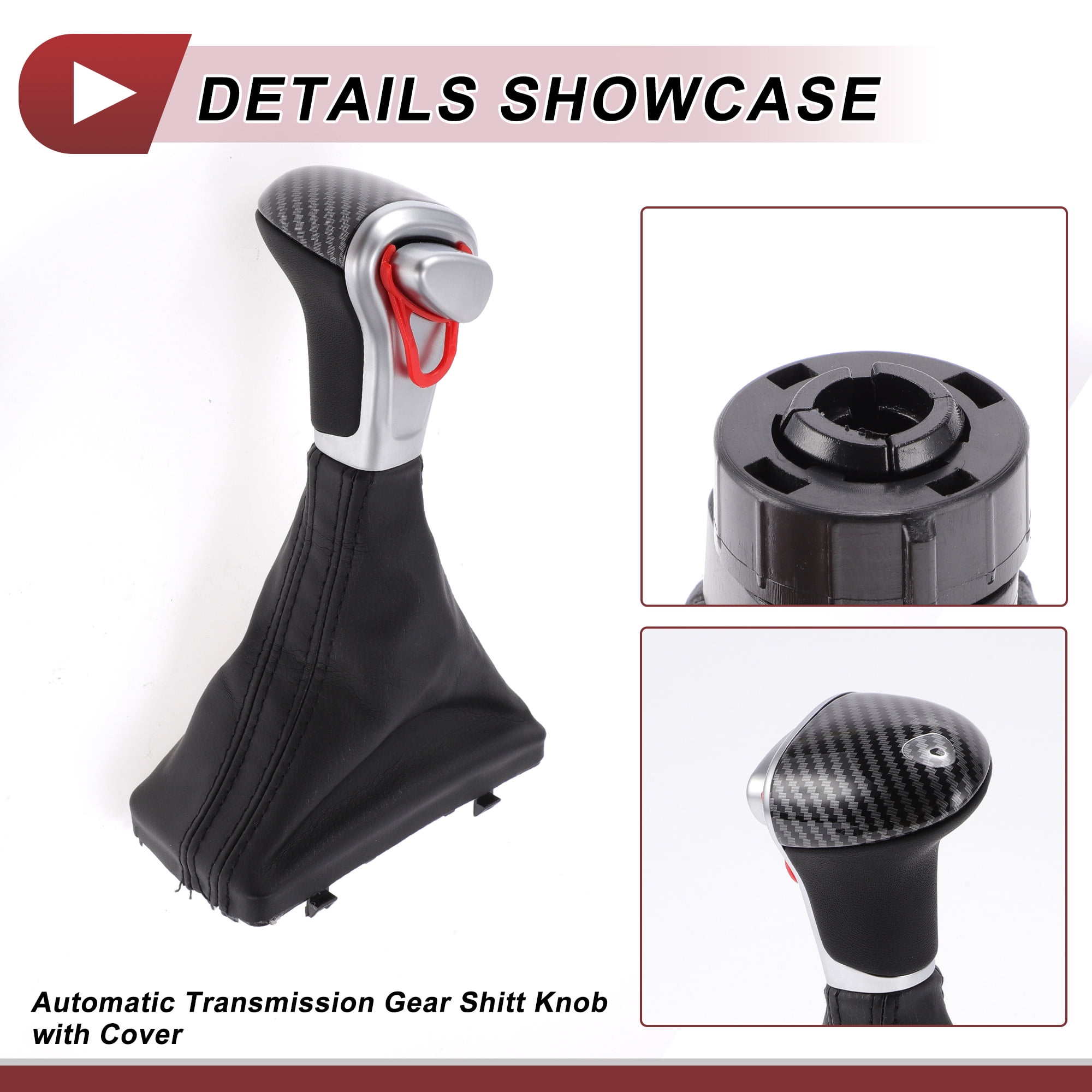 Unique Bargains Gear Shift Knob with Cover Automatic Stick Shifter Knob for Audi A4 allroad 2013-2014 Faux Leather Black