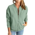 thumbnail image 1 of Qertyioot Offres de Vacances! Veste Décontractée Ample Mode avec Poches Zippées Manches Longues pour Femmes, 1 of 6