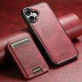 thumbnail image 2 of ELEHOLD for iPhone 16 Leather Case Premium Leather Material with  Magnetic Detachable Card Holder Compatible with MagSafe Charging Shockproof Slim Lightweight Case for iPhone 16 ,Red, 2 of 7