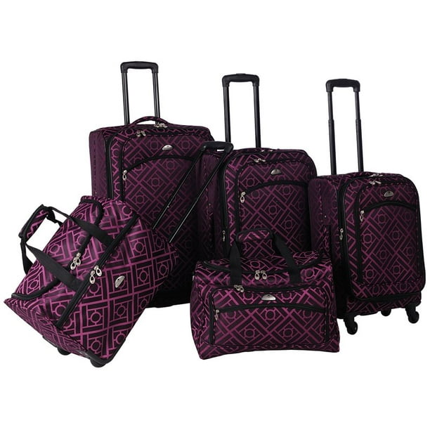 Long Lat Inc. AF 5P Astor Luggage Set Black Purple - Walmart.com