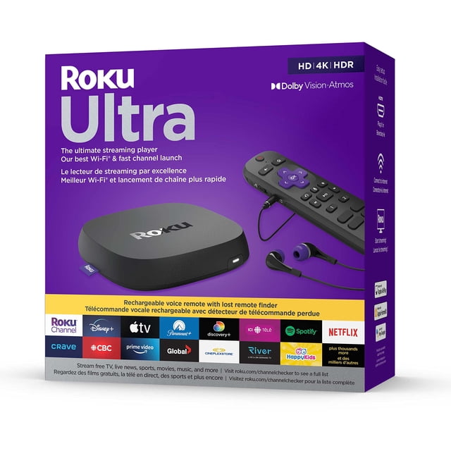 Reproductor de streaming Roku Ultra LT 4K/HDR/HD con control remoto por voz