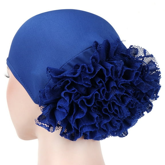 Women Large Lace Flower Elastic Muslim Hijab Turban Beanie Head Scarf wrap Chemo Cap Hat for Cancer Patient
