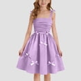 thumbnail image 2 of Feancey Mini Dresses for Girls Bow Sleeveless Cami Dress Ruched Casual Cute Dresses Spaghetti Strap Summer Sundress Birthday Gifts Purple 8-9 Years, 2 of 9