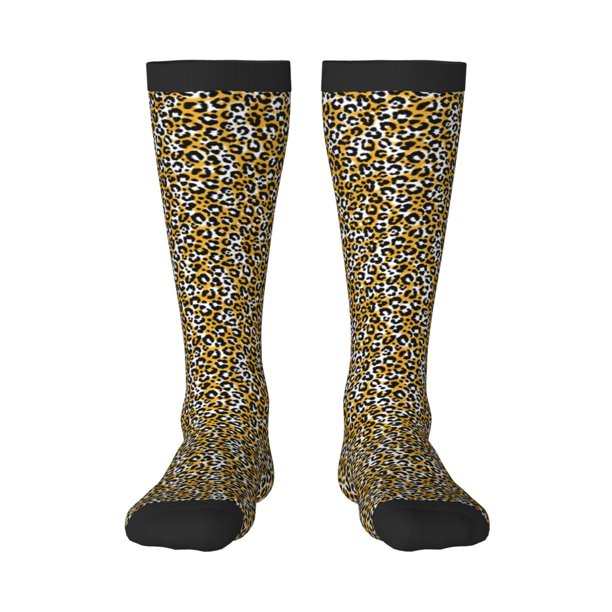 Fotbe Leopard Calcetas Divertidas Estampadas para Hombre y Mujer, Calcetas de Algodón hasta la Rodilla para Caminar, Correr, Enfermería y Embarazo