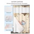 thumbnail image 2 of No Hook Shower Curtain with Snap in Liner,Watercolor Coffee Cup Color Block Waterproof Bath Curtain Double Layers with See Through Top Window,Boho Botanical Leaves Berry Hotel Shower Curtains 36x72in, 2 of 9