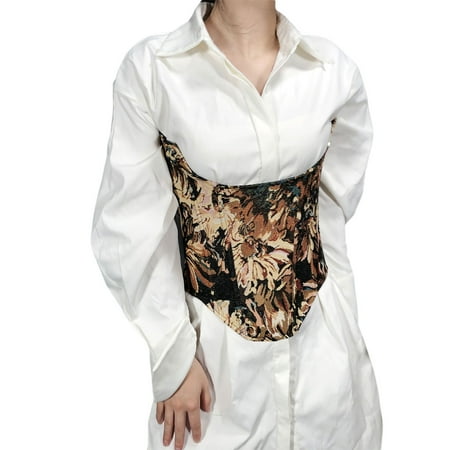 

Luckinbaby Women Vintage Corset Floral Pattern Back Straps Harness Tops