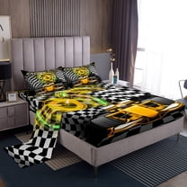 Erosebridal Sport Car Sheet Set Twin,Buffalo Plaid Bedding Sets Twin Size,Extreme Sport Twin Sheet Sets,Microfiber Car Room Decorative,3pcs