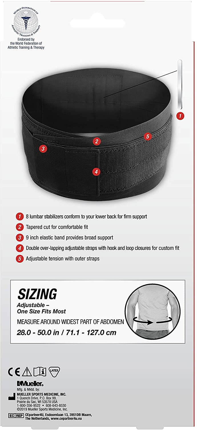 Mueller Sport Care Adjustable Back Brace One Size [6711] 1 Each (Pack of 4)