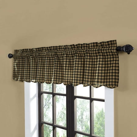 Primitive Curtains For Kitchen Raven Black Primitive Kitchen Curtains Cody Black Check Rod Pocket Cotton Check 16x72 Valance ()