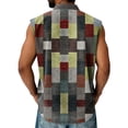 thumbnail image 4 of LWavelet Men's Sleeveless Plaid Henley Shirt with Chest Pocket Casual Summer Vacation Top Gray 3XL, 4 of 4