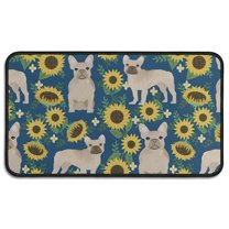 French Bulldog Sunflowers Floral Door Rugs,Washable Non Slip Door Mats Indoor,Decorative Door Mats,Entry Mat Indoor for Entrance,Bedroom,Kitchen,Bathroom,30"x17"