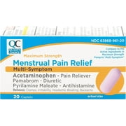Quality Choice Maximum Strength Mentrual Pain Relief, Multi Symptom Pain Relief Caplets for Cramps, Headache, Bloating, Backache & Irritability, 20 Count Package