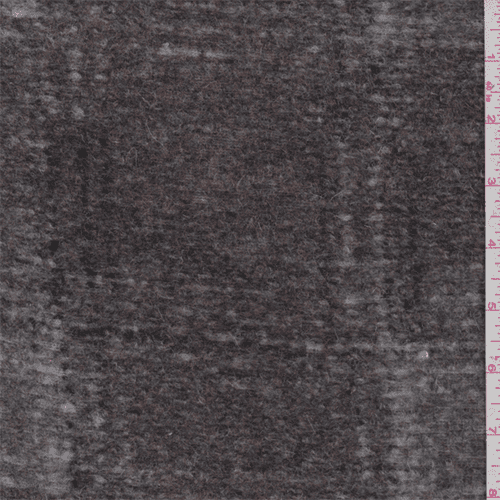 Maroon/Grey Plaid Boiled Wool Knit, Fabric By the Yard