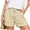 Yellow, variant on Women's Striped Shorts Drawstring Elastic Waist Bottoms with Side Patch Pockets Cuffed Hem Lightweight Fabric for Beach Daily Walking