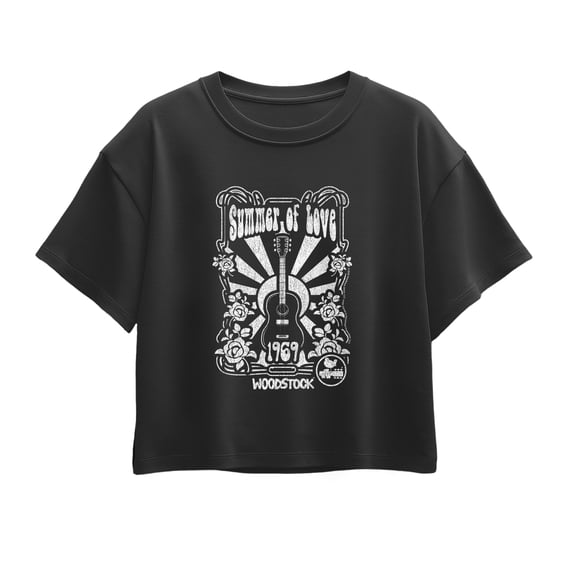 Woodstock - Summer Of Love Girls' Short Sleeve Boxy Graphic T-Shirt