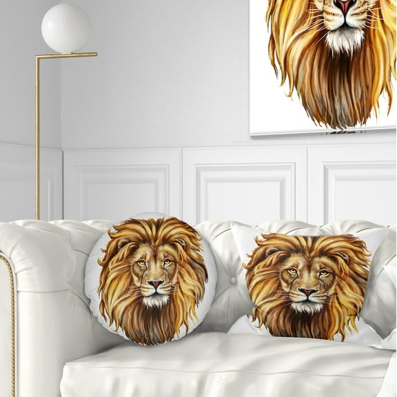 Designart King Lion Aslan - Animal Throw Pillow - 12x20