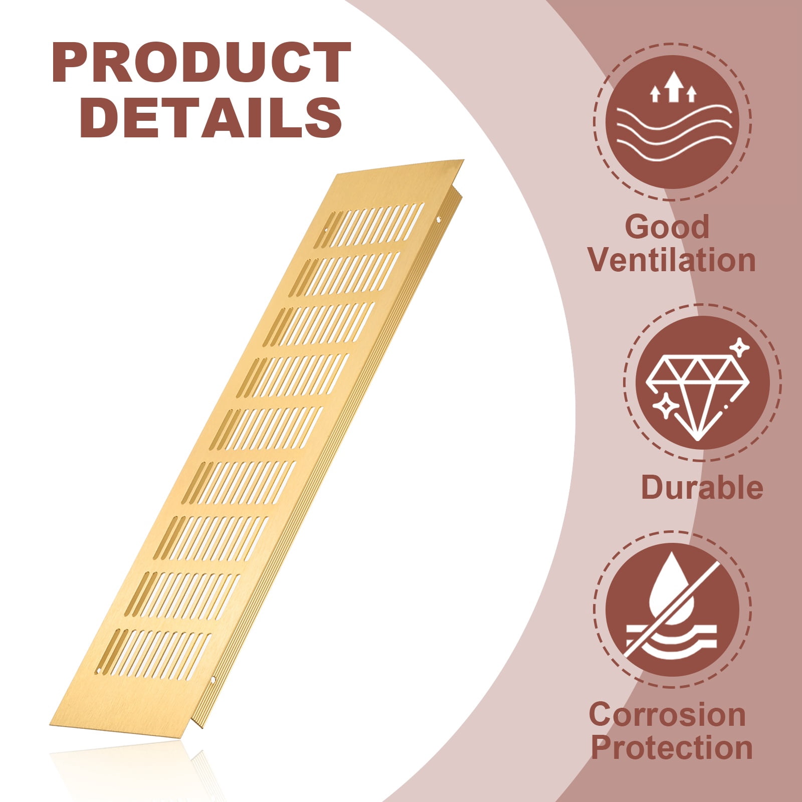 Uxcell Rectangle Ventilation Grille, Aluminum Air Vent Cover Louvered Ventilation Cover with Mounting Screws 16 x 4 Inch