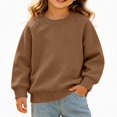 thumbnail image 2 of WAVSUF Girls Raglan Sweatshirt, Loose Fit Long Sleeve Crew Neck Fall Warm Solid Pullover Brown 18M, 2 of 5