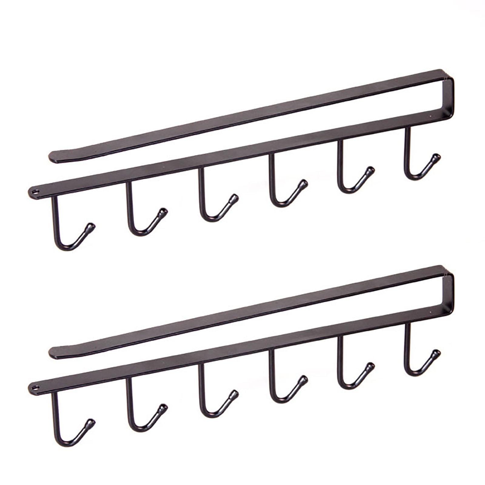 FunChaos 2PCS Mug Holders, Black Mug Rack Under Shelf, Drilling Free