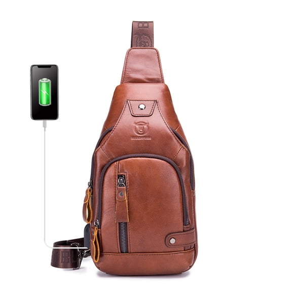 Bolso bandolera LUKZIJAES de piel auténtica para hombre, viajes al aire libre