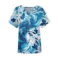 thumbnail image 3 of ASDFVBKG Womens Blouses Spring Tops Soft Short Sleeve V-Neck Tee Tops Dressy Solid Vacation Loose Fit Outfits Clothes Blue 2XL, 3 of 6