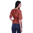 thumbnail image 4 of Moomaya Printed Wrap Over with Belt Style Top For Women Printed V-Neck Casual/Formal Top, 4 of 6