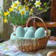 thumbnail image 5 of Decoración de huevo de Pascua tejida a mano con espuma de ganchillo, forma ovalada suave y texturada, hecha a mano, para cestas, mesas y hogar., 5 of 6