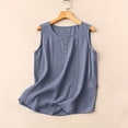 thumbnail image 2 of Cilsoka Women Summer Tank Tops Round Neck Sleeveless Front Pleated Button Down Tunic Casual Outfit 2026 Basic Loose Shirts, 2 of 7