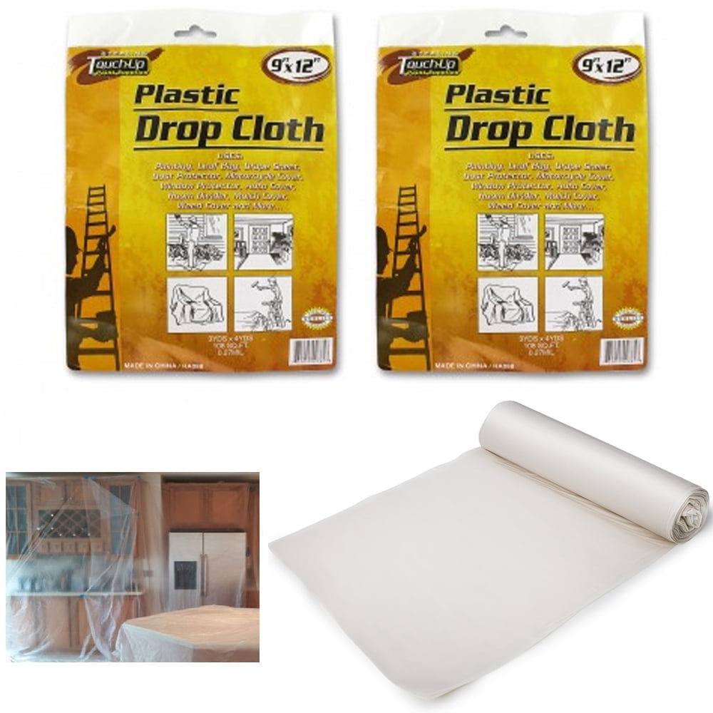 2 X Plastic Drop Cloth Furniture Paint Floor Dust Protector 9 x 12 Ft 0