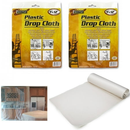 2 X Plastic Drop Cloth Furniture Paint Floor Dust Protector 9' x 12' Ft 0.27