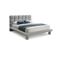 Meridian Furniture Deco Grey Boucle Fabric Queen Bed