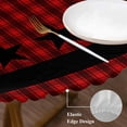 thumbnail image 3 of Red Black Plaid Round Tablecloth, Fitted Table Cover with Elastic for 55"-60" Round Tables, Country Vintage Star Abstract Gingham Table Cloth Outdoor Indoor Dinning Party Waterproof Tablecloths, 3 of 7