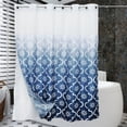 thumbnail image 3 of Dznils Cortina Shower sin Gancho con Forro a Presión, Cortina de Baño de Tela, Azul y Blanco, 72" x 74", 3 of 9