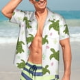 thumbnail image 3 of Wukai Cute Turtle Men's Hawaiian Shirt Short Sleeve Casual Button Down Summer Beach Aloha Shirt Tropical Print Holiday Party, 3 of 8