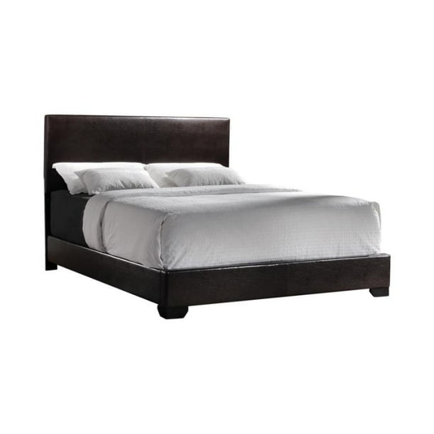 Twin Upholstered Platform Bed, Dark Brown