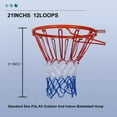 thumbnail image 3 of Nvzi Red de baloncesto de repuesto: cuerda plana trenzada de poliéster, resistente,antilatigazos, redes gruesas que se adaptan a aros estándar de 12 bucles (azul blanco y rojo), 3 of 5